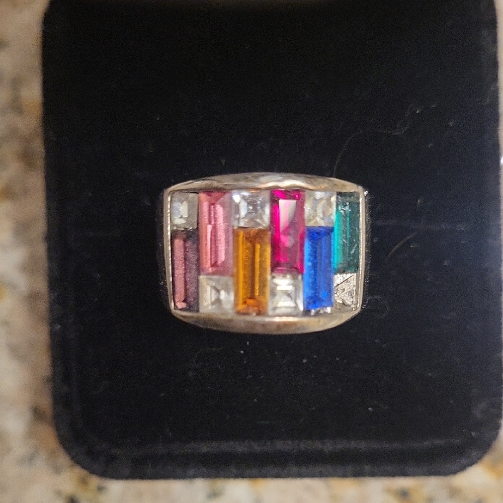 Multicolor Gemstone Silver Ring - image 2